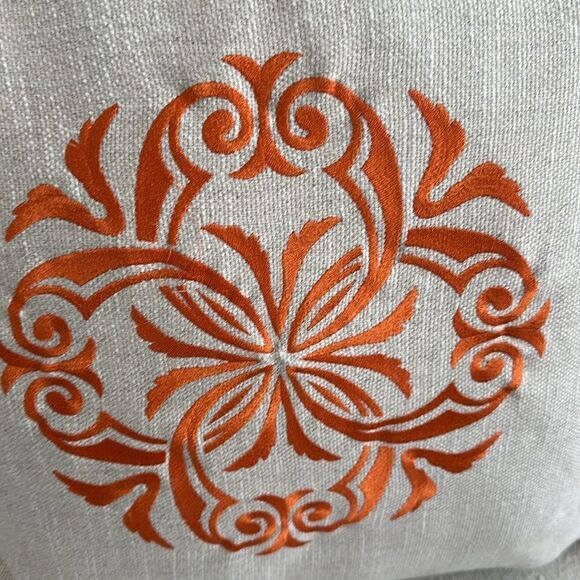 Custom-made Fringed Embroidered Decorative Accent Pillow’s (2) 22”x22” - Picture 2 of 5